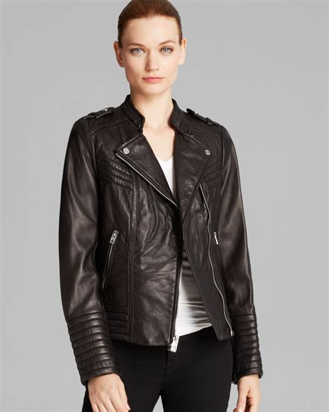 michael kors studded leather moto jacket|Michael Kors black moto jacket.